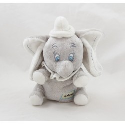 Peluche éléphant Dumbo DISNEY NICOTOY  gris blanc assis coutures oreilles 18 cm