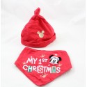 Bib bandana and hat Mickey DISNEY STORE Christmas baby My first Christmas