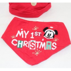 Bib bandana y sombrero Mickey DISNEY STORE Navidad bebé Mi primera Navidad