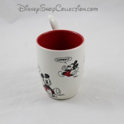 Espresso coffee cup and his spoon DISNEYLAND PARIS Mickey red beige ceramic Disney 7 cm