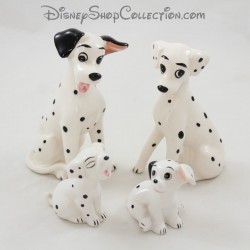 Disney Hund Keramik Figur Die 101 Dalmatiner Pongo, Perdita und 2 Welpen