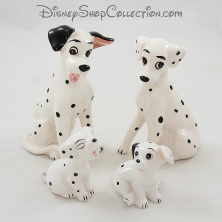 Disney Dog Ceramic Figure The 101 Dalmatians Pongo, Perdita and 2 Puppies