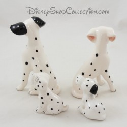 Figurine céramique chien DISNEY Les 101 Dalmatiens Pongo, Perdita et 2 chiots