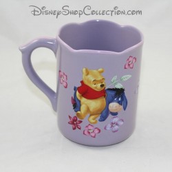 Mug Winnie the Pooh DISNEY STORE Bourriquet and Winnie purple flower cup 11 cm