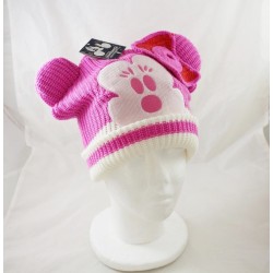 Bonnet Minnie DISNEYLAND PARIS adulte bonnet en laine rose et blanc