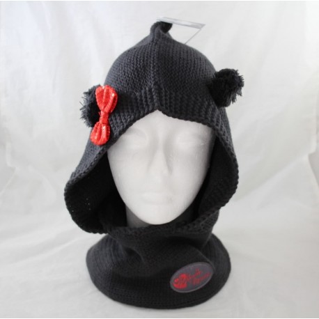 Minnie DISNEYLAND PARIS neck cap black wool bow ears