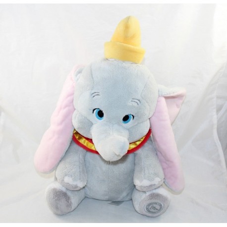 Peluche Dumbo DISNEY STORE éléphant col rouge écusson 38 cm