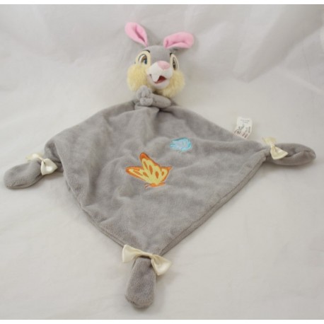 Piatto doudou coniglio Pan PAN DISNEYLAND PARIGI Panpan Bambi nodi bianchi grigi Disney 40 cm