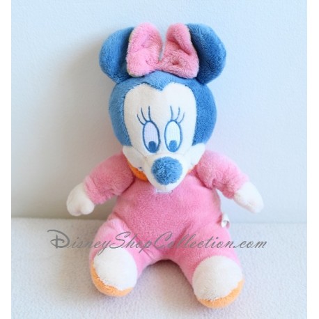 Peluche Minnie DISNEY bebé mono pijama rosa collar naranja 20 cm