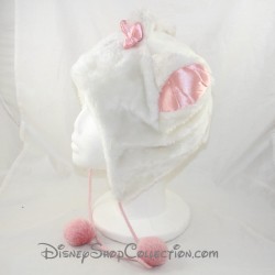 Bonnet Marie chat DISNEYLAND PARIS cache oreilles blanc rose taille adulte Disney