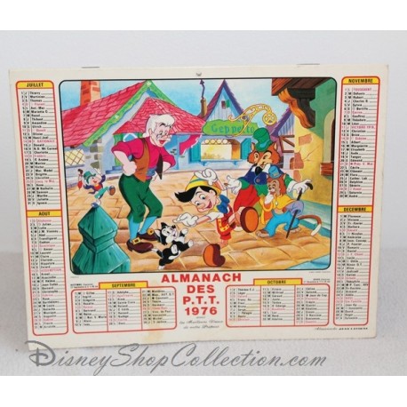 Calendrier Almanach 1976 WALT DISNEY Alice aux Pays des merveilles et Pinocchio 