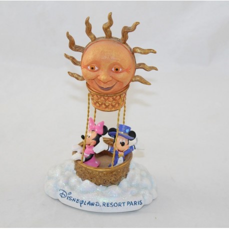 Figurine porte photo Mickey Minnie DISNEYLAND PARIS résine montgolfière soleil 19 cm