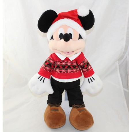 Peluche Mickey DISNEY STORE pull Noël 2018 bonnet 45 cm - DisneySho