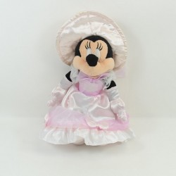Peluche Minnie DISNEYLAND PARIS robe d'époque rose satin chapeau 28 cm