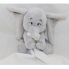 Doudou mouchoir Dumbo DISNEY STORE blanc gris éléphant Baby 40 cm