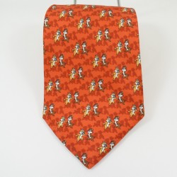 Krawatte Tick und Tac DISNEYLAND PARIS Eichhörnchen Orange Braun Mann 100% Seide