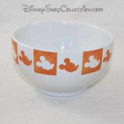 Bol Mickey Mouse DISNEYLAND PARIS Frise blanche et orange céramique Disney 8 cm