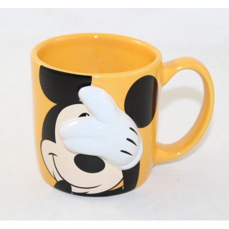 Mug relief Mickey Mouse DISNEY STORE yellow cache cache 10 cm