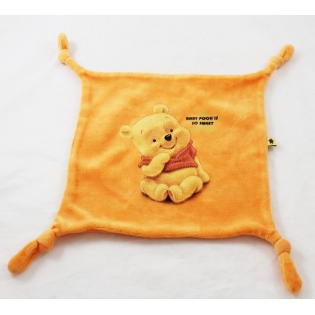 Doudou flach Winnie Bärchen DISNEY Quadrat orange Baby Pooh Is So Sweet