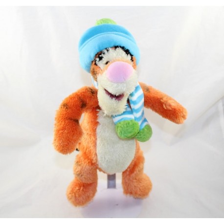 Tigger WITHer DISNEY STORE bonnet and blue green scarf 30 cm