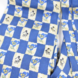 Krawatte Mickey Mouse DISNEYLAND PARIS Blau beige Blume Mann 100% Seide