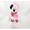 Peluche Minnie DISNEYLAND PARIS traje rosa invierno nieve guante blanco 28 cm