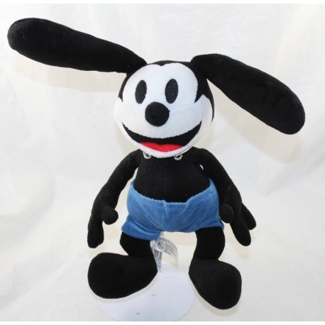 Peluche lapin Oswald DISNEY PARKS The lucky rabbit le lapin chanceux noir bleu 28 cm