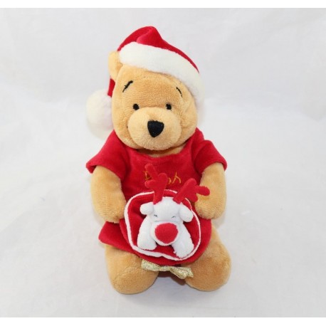 Oso Winnie el Cachorro DISNEY STORE capucha de Navidad con reno Pooh 23 cm