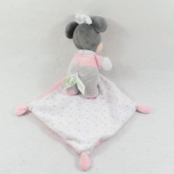 Doudou Peluche Minnie Mouchoir Rose Blanc Étoiles gris Mouton Disney Baby 2 disp 