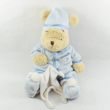 Winnie cub bear DISNEY STORE pyjama blue handkerchief crest 38 cm