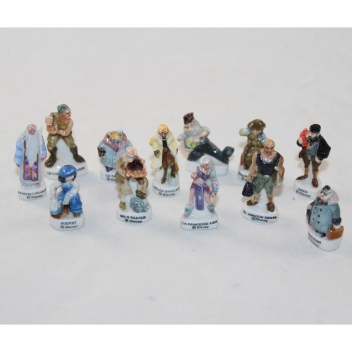 101 DALMATIANS Set 12 Mini Figurines French Porcelain FEVES MATTE Figures Disney 