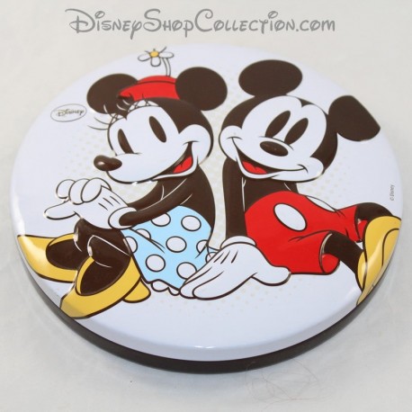Disney Mickey y Minnie caja redonda de metal en relieve caja de galletas 3D 18 cm