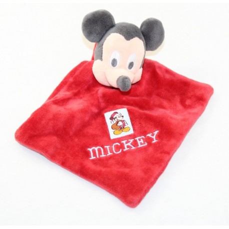 Doudou flach Mickey DISNEY Raute rot Weihnachten 20 cm