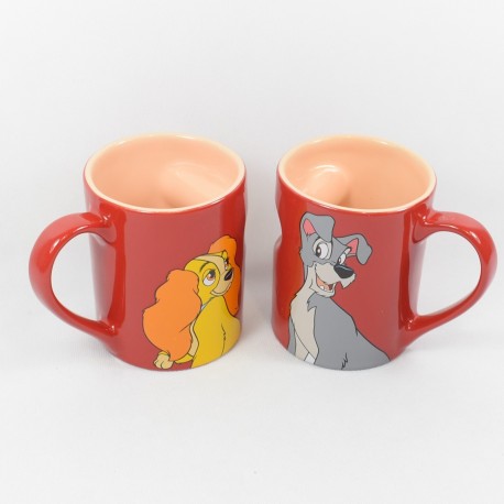 Mug Lady and Tramp DISNEY PARKS The Beauty and the Red Tramp Heart Lot of 2