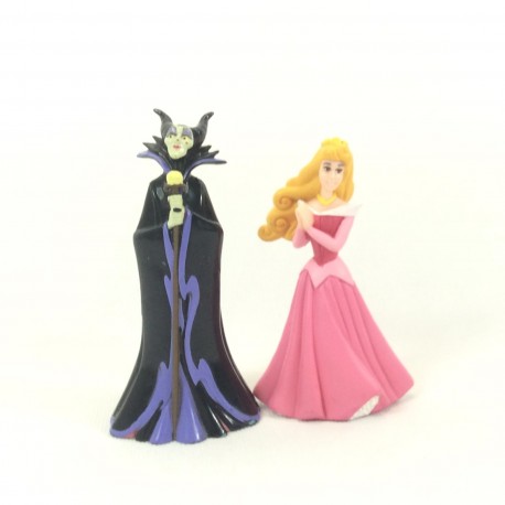 Lot of 2 figurines Sleeping Beauty DISNEY Aurora and Maleficent Pvc