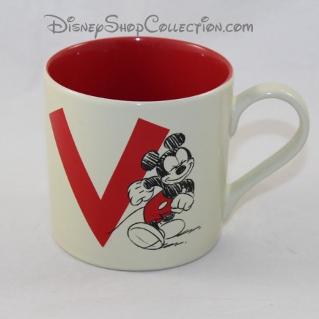 Mug Mickey DISNEYLAND PARIS letter V Disney ceramic cup 9 cm