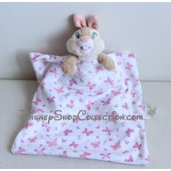 Doudou lapin Miss Bunny DISNEY STORE layette rose blanc rayé couverture papillon 36 cm