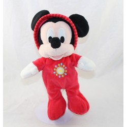 Peluche Mickey DISNEY NICOTOY pyjama rouge soleil capuche 28 cm