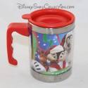 Mug de voyage métal DISNEYLAND PARIS Dingo, Tic et Tac Noel 15eme anniversaire Disney 12 cm