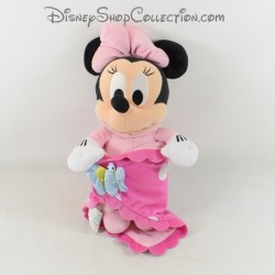 Peluche Minnie DISNEYPARKS couverture Disney Babies rose pois blanc papillon bébé 35 cm