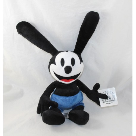 Peluche lapin Oswald DISNEY PARKS The lucky rabbit le lapin chanceux noir bleu 36 cm NEUF