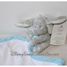 Doudou éléphant Dumbo DISNEY STORE bébé gris mouchoir blanc et bleu