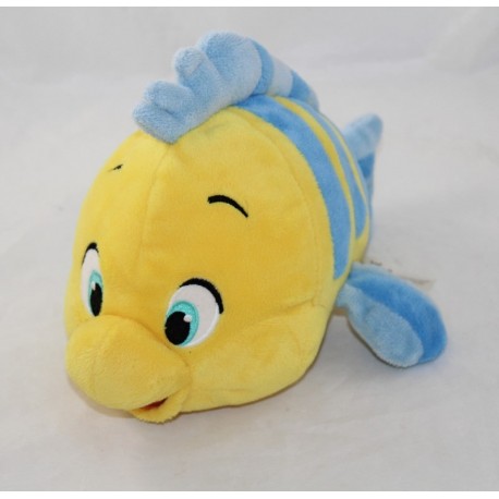 Plüsch Fisch Polochon DISNEY STORE Die kleine gelbe Meerjungfrau blau Wappen 27 cm