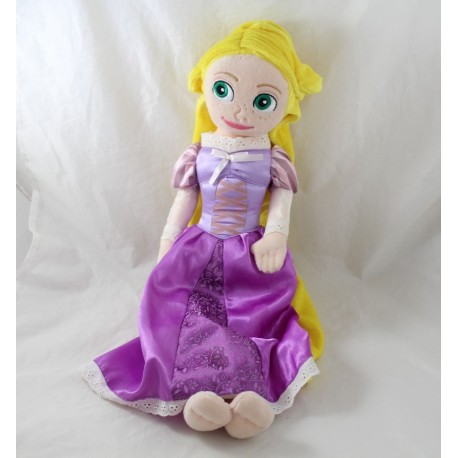 Muñeca de peluche Rapunzel DISNEY vestido morado largo pelo de princesa 50 cm
