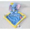 Doudou plat Dumbo DISNEY NICOTOY bleu jaune éléphant ballon 30 cm