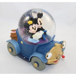 Snow globe musical voiture Mickey Minnie DISNEYLAND RESORT PARIS Zip-A-Dee-Doo-Dah bleue vintage