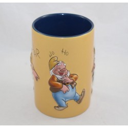 Mug en relief Joyeux nain DISNEY STORE Blanche-neige et les 7 nains tasse jaune et bleu céramique 3D