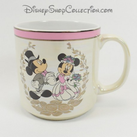 Mug Mickey Minnie DISNEYLAND PARIS wedding white effect pearly cup 10 cm