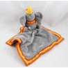 Doudou handkerchief Dumbo DISNEY Nicotoy gray borders orange yellow 42 cm