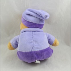 Peluche Winnie l'ourson DISNEY NICOTOY pyjama et bonnet de nuit violet 20 cm